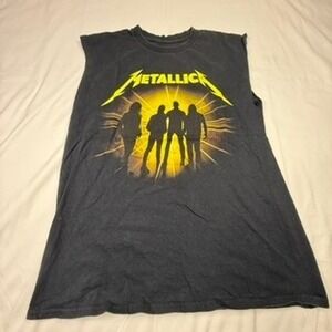 Metallica M72 World Tour Sleeveless T Shirt Black Yellow Band Concert Merch
